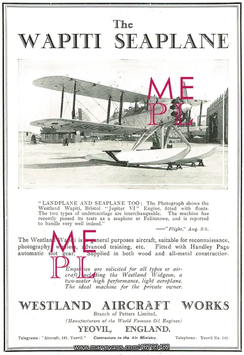 : Westland Wapiti Seaplane : Westland Wapiti Seaplane