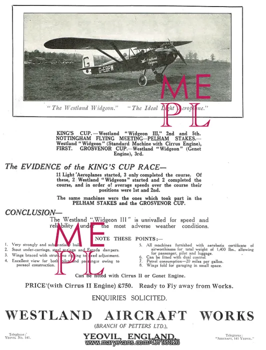 : Westland Widgeon Light Aeroplane : Westland Widgeon Light Aeroplane