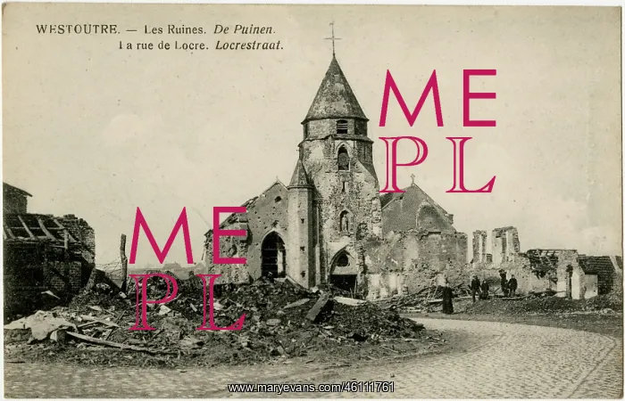 : Westoutre (Westouter), Belgium - damage during WW1 : Westoutre (Westouter), Belgium - damage during WW1