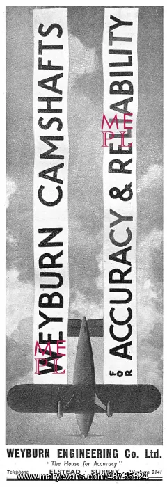 : Weyburn Aero Engine Camshafts : Weyburn Aero Engine Camshafts