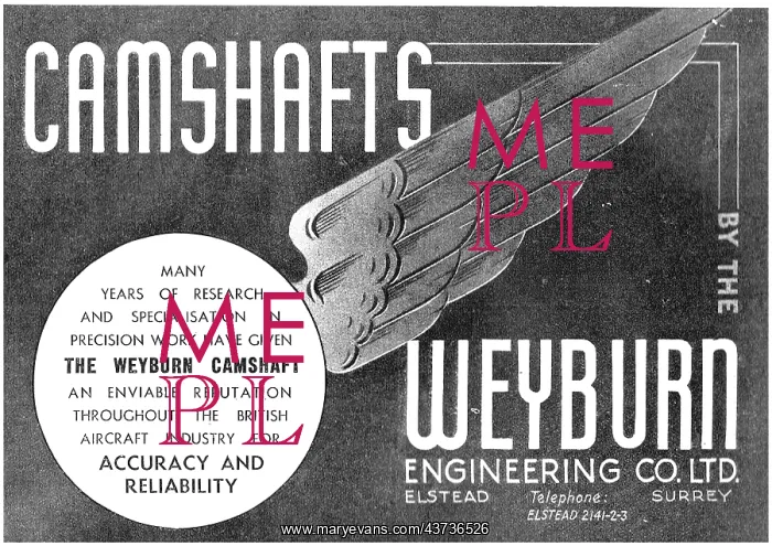 : Weyburn Engineering Aero Engine Camshafts 1940 : Weyburn Engineering Aero Engine Camshafts 1940