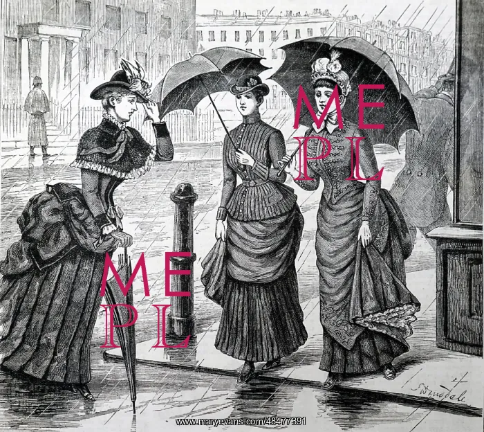 : Whalebone: Well-corseted young ladies using umbrellas : Whalebone: Well-corseted young ladies using umbrellas