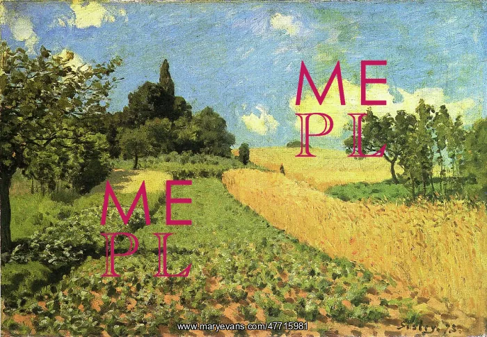 : Wheatfield: the Hillside near Argenteuil, by Alfred Sisley : Wheatfield: the Hillside near Argenteuil, by Alfred Sisley
