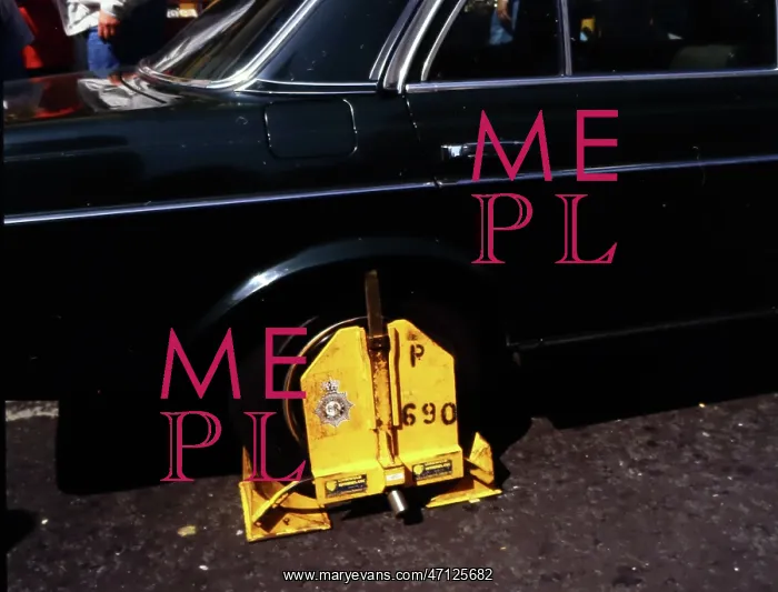 : Wheel clamp, London in the 1980s : Wheel clamp, London in the 1980s