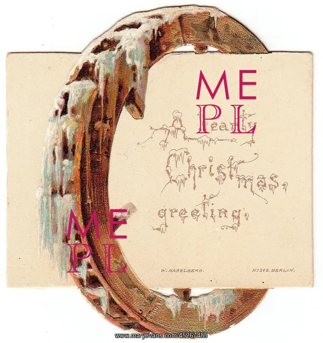 : Mill wheel with ice and snow on a Christmas card : Mill wheel with ice and snow on a Christmas card