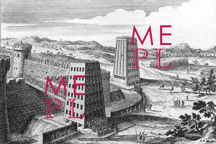 : Wheeled siege towers and bridges of type used : Wheeled siege towers and bridges of type used