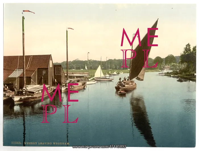 : Wherry leaving Wroxham, England : Wherry leaving Wroxham, England