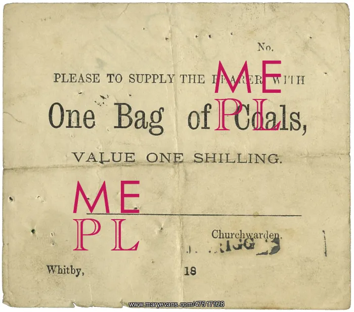 : Whitby Parish poor relief voucher for coal : Whitby Parish poor relief voucher for coal