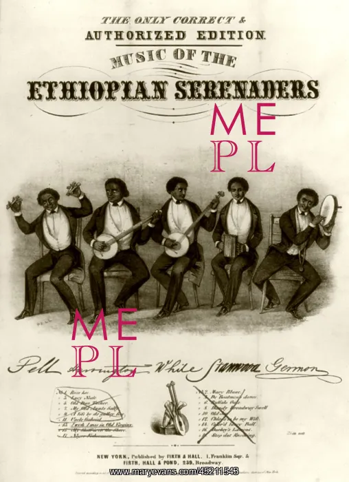 : The white cast of an early minstrel show, ? : The white cast of an early minstrel show, ?