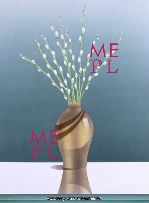 : White Catkins in a glossy vase : White Catkins in a glossy vase