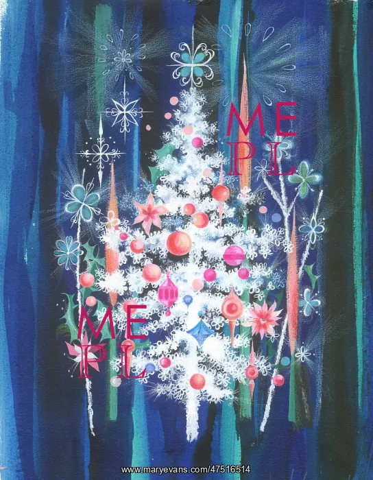  : White Christmas tree with pink balls