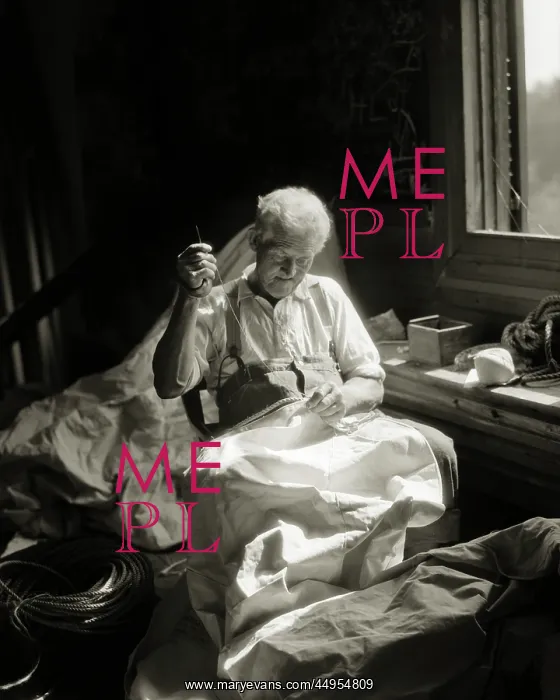 : White Hair Elderly Craftsman Sailmaker Sewing : White Hair Elderly Craftsman Sailmaker Sewing