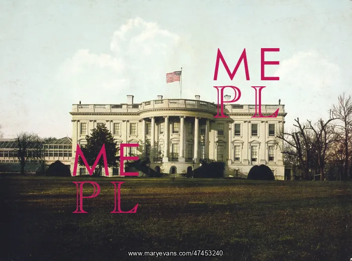 : The White House, Washington, DC, south facade, with large co : The White House, Washington, DC, south facade, with large co