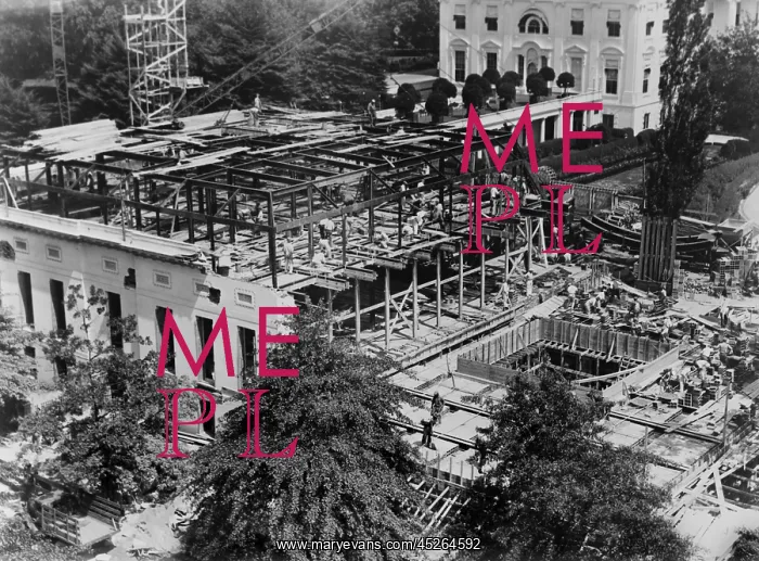 : White House West Wing construction, 1934. FDR : White House West Wing construction, 1934. FDR
