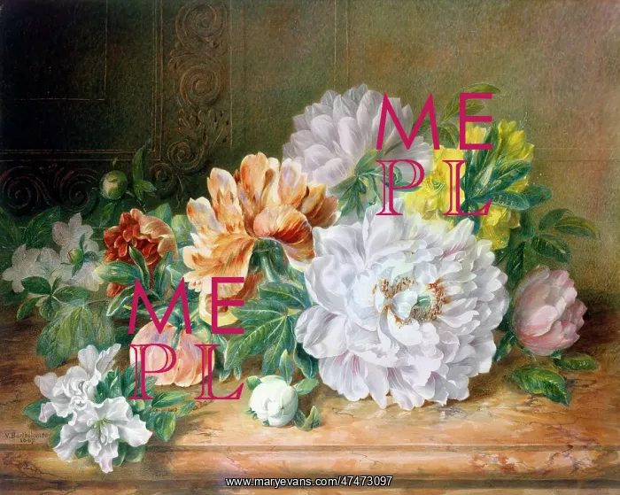 : White and Pink Paeonies with Yellow Azaleas : White and Pink Paeonies with Yellow Azaleas