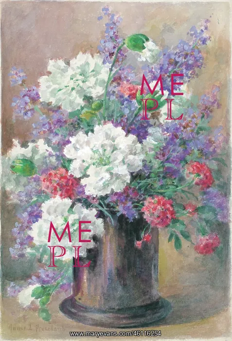 : White, pinks and catmint'. Flowers in vase : White, pinks and catmint'. Flowers in vase
