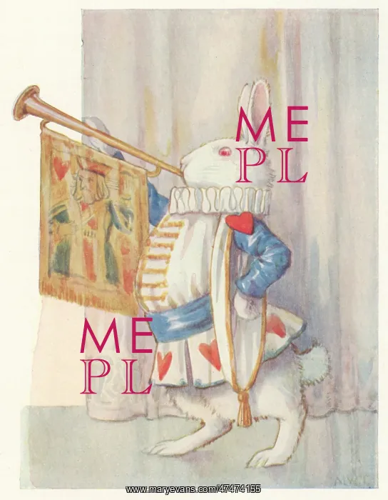 : The White Rabbit blowing a trumpet : The White Rabbit blowing a trumpet