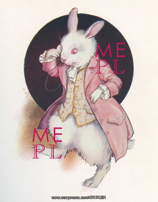 : The White Rabbit wearing a pink coat : The White Rabbit wearing a pink coat