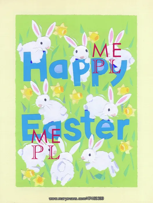 : White rabbits and daffodils - Happy Easter : White rabbits and daffodils - Happy Easter