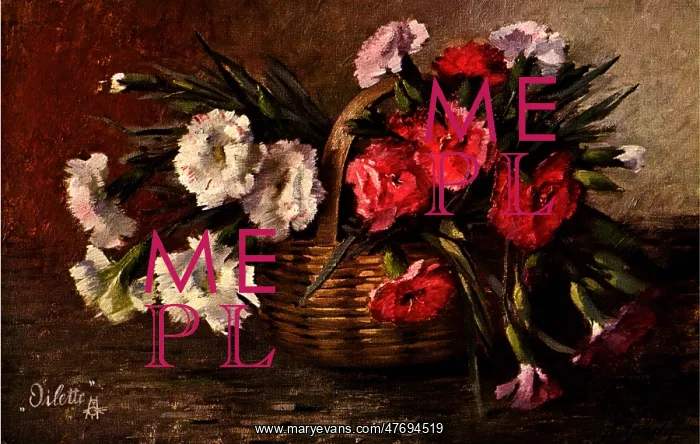  : White and Red Carnations in a Basket