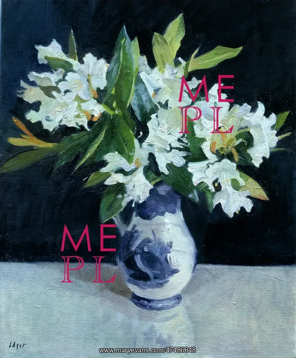 : White Rhododendrons in Blue and White Jug : White Rhododendrons in Blue and White Jug