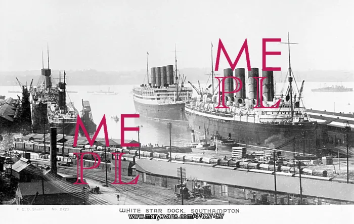: White Star dock with three liners, Southampton : White Star dock with three liners, Southampton