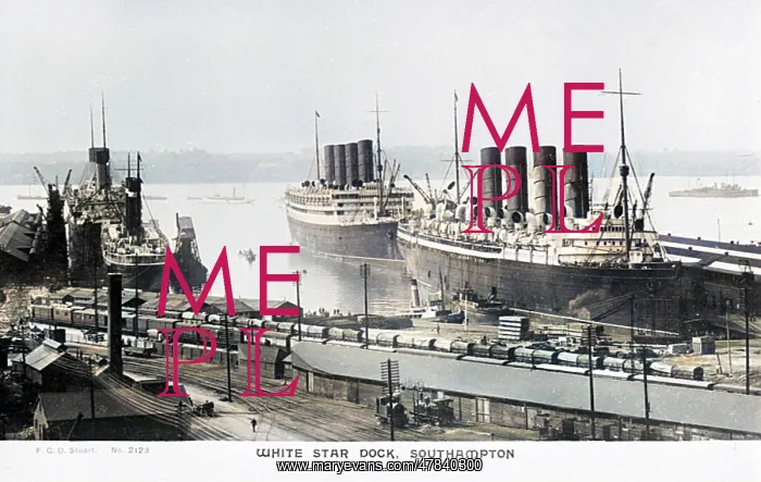 : White Star dock with three liners, Southampton : White Star dock with three liners, Southampton
