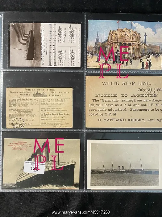 : White Star Line - six assorted postcards : White Star Line - six assorted postcards
