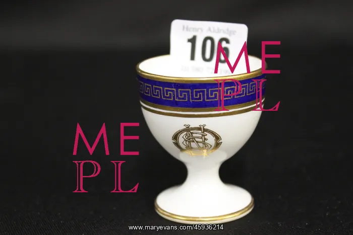 : White Star Line - blue, white and gilt egg cup : White Star Line - blue, white and gilt egg cup