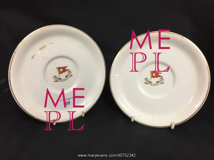 : White Star Line - two bouillon plates with logo : White Star Line - two bouillon plates with logo