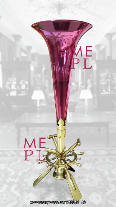 : White Star Line, brass and cranberry epergne, flared bowl : White Star Line, brass and cranberry epergne, flared bowl