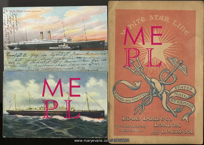 : White Star Line - brochure and two RMS Baltic postcards : White Star Line - brochure and two RMS Baltic postcards