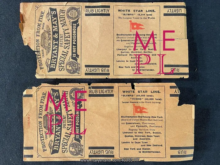 : White Star Line, Bryant & May match labels : White Star Line, Bryant & May match labels