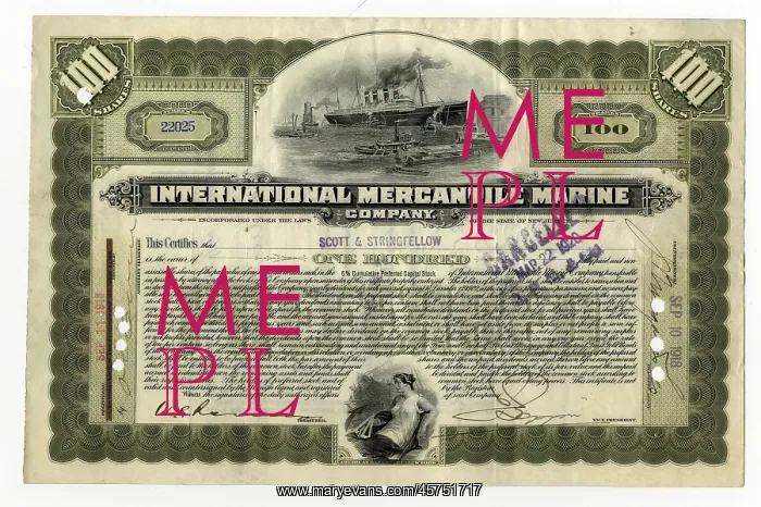 : White Star Line - company share certificate : White Star Line - company share certificate