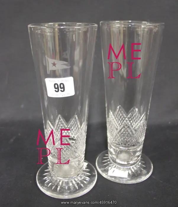 : White Star Line - two First Class celery glasses : White Star Line - two First Class celery glasses