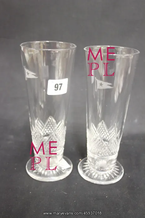 : White Star Line - two First Class celery glasses : White Star Line - two First Class celery glasses