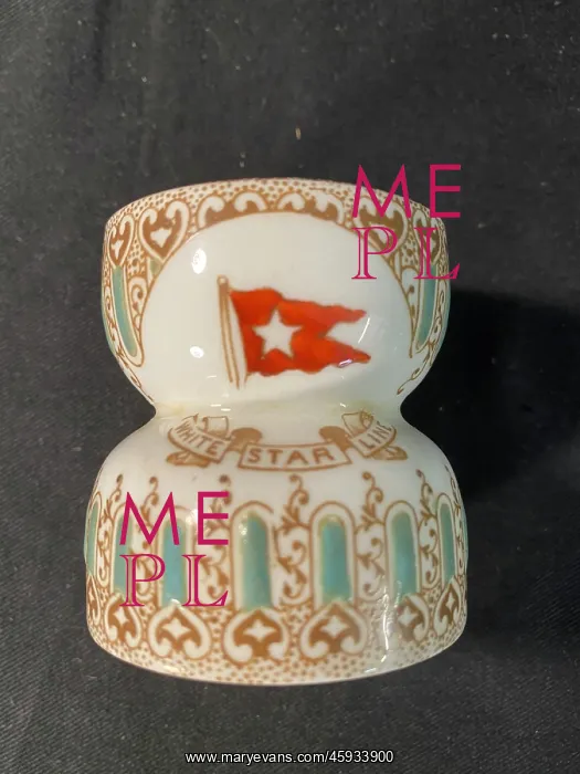 : White Star Line - First Class Wisteria pattern egg cup : White Star Line - First Class Wisteria pattern egg cup