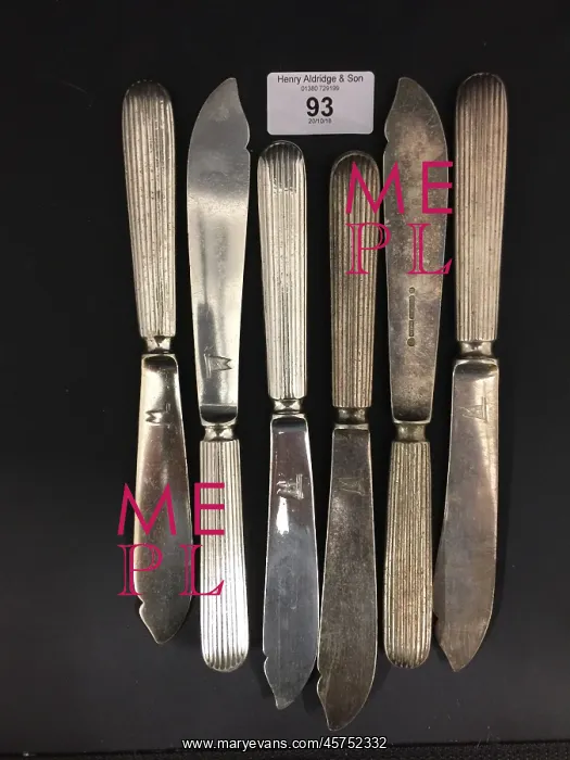 : White Star Line - Harlequin set of six fish knives : White Star Line - Harlequin set of six fish knives