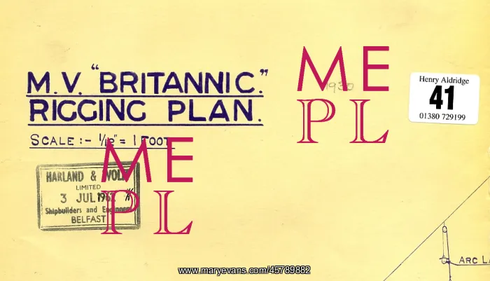 : White Star Line, MV Britannic rigging plan : White Star Line, MV Britannic rigging plan