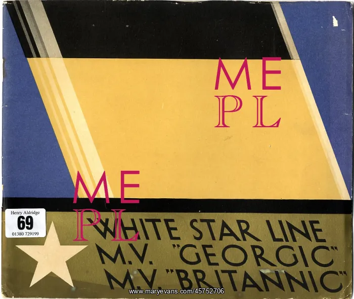 : White Star Line, MV Georgic, MV Britannic, cover design : White Star Line, MV Georgic, MV Britannic, cover design