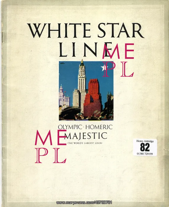 : White Star Line, Olympic, Homeric, Majestic, cover design : White Star Line, Olympic, Homeric, Majestic, cover design