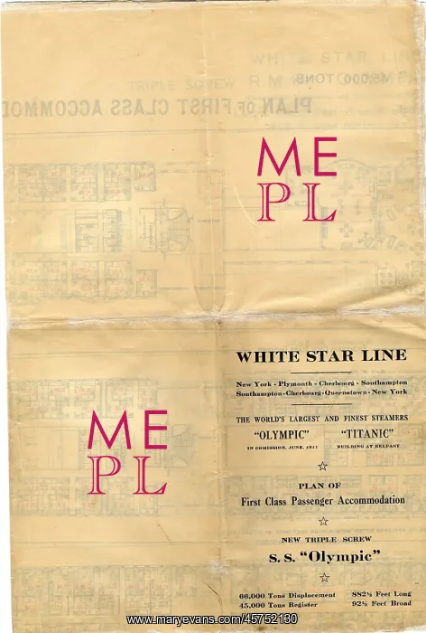 : White Star Line, Olympic and Titanic, plan of accommodation : White Star Line, Olympic and Titanic, plan of accommodation