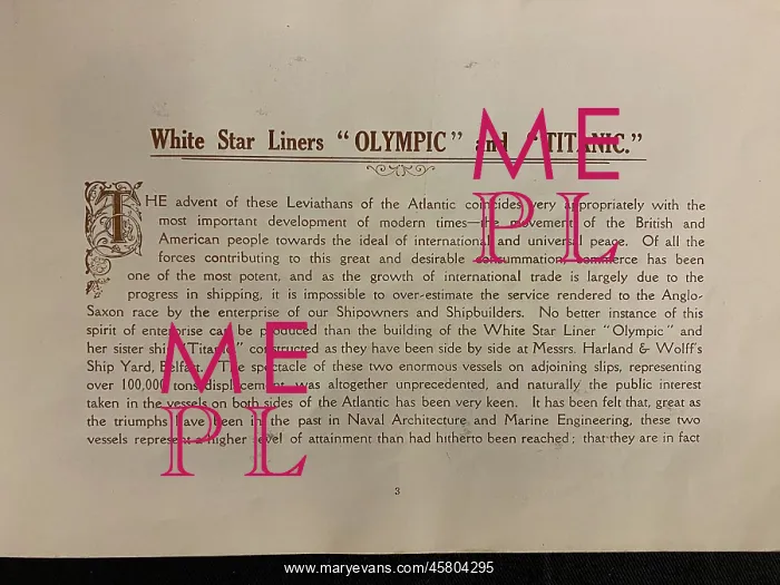 : White Star Line, Olympic and Titanic brochure : White Star Line, Olympic and Titanic brochure
