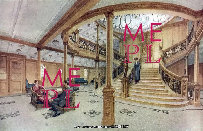 : White Star Line, Olympic and Titanic, main staircase : White Star Line, Olympic and Titanic, main staircase