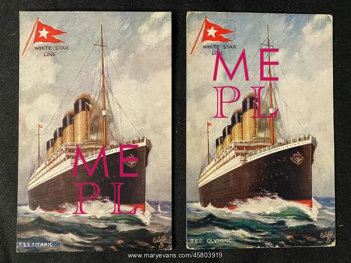 : White Star Line, Olympic and Titanic - two postcards : White Star Line, Olympic and Titanic - two postcards