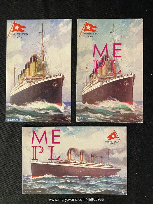 : White Star Line, Olympic and Titanic - three postcards : White Star Line, Olympic and Titanic - three postcards