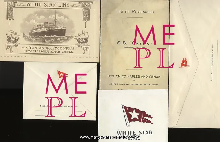 : White Star Line - four paper items : White Star Line - four paper items