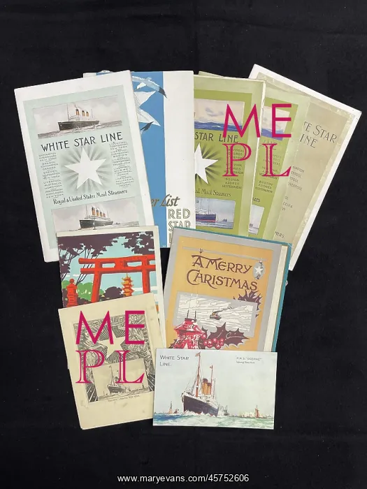  : White Star Line, printed ephemera, passenger lists, menus