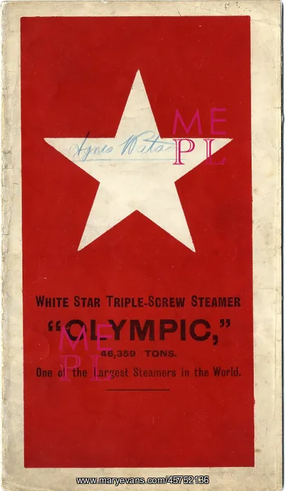 : White Star Line, RMS Olympic, foldout leaflet : White Star Line, RMS Olympic, foldout leaflet