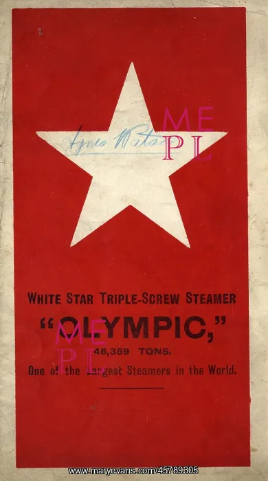 : White Star Line, RMS Olympic, foldout leaflet : White Star Line, RMS Olympic, foldout leaflet